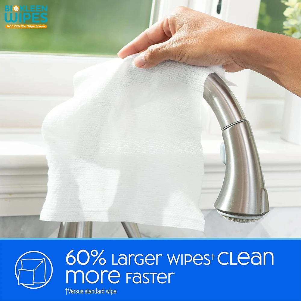 Biokleen Custom 80 Count Nonwoven Fabric Household Oil Stain Remover Kitchen Cleaning Wipes Kitchen Wet Wipes