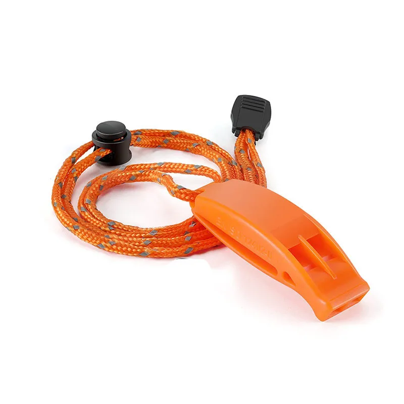 Loud orange Hiking camping travel first aid emergency survival whistle With Lanyard