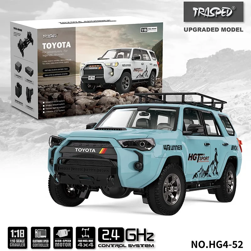 Licensed Fully Equipped TRASPED 1/18 Toyoto 4RUNNER RC Trail Truck with Smoke Generator Sound Lights