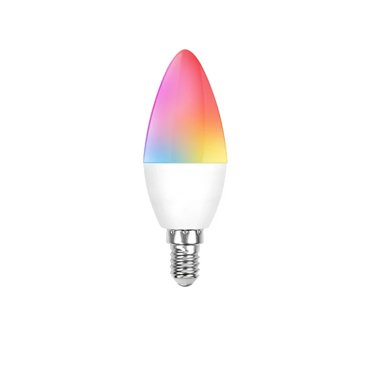 Умные лампы E14 RGB CW Tuya Wi-Fi 5 Вт музыкальные свечи совместимы с Alexa Google home
