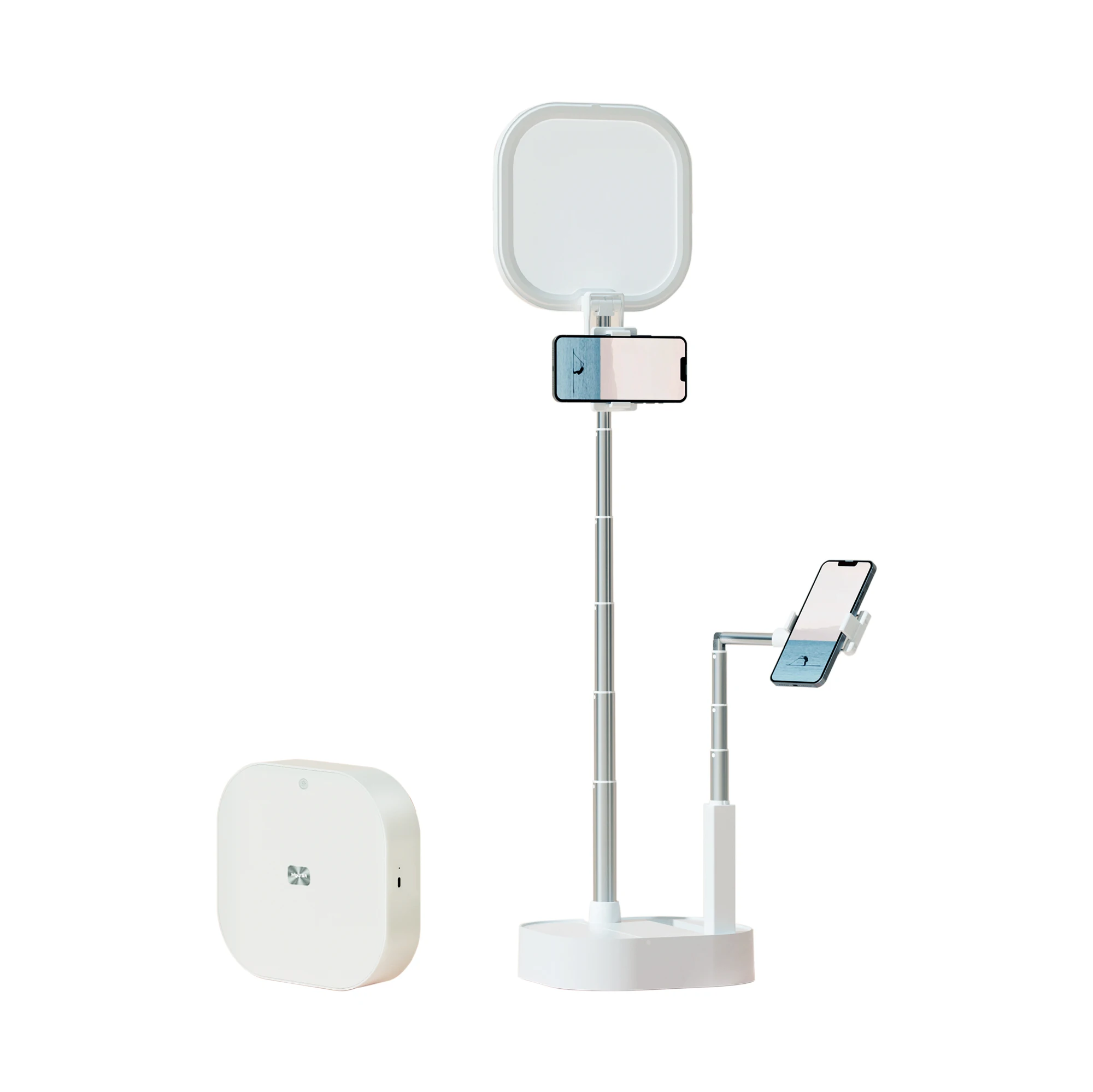 DOXG Extendable Selfie Stand, Height&Angle Adjustable, Overhead 360 degree Rotation with Two Phone Holders