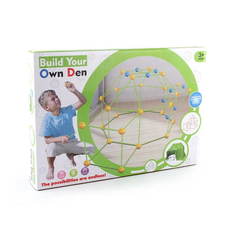 Kids Construction Fort DIY Building Castles Tunnels Tents Kit Assemble 3D Play House Building Toys for Kids Gift