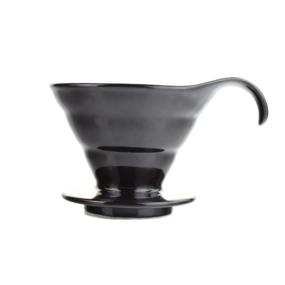 Household portable  Barista Percolator V60 ceramic Coffee dripper Filter with curved handle