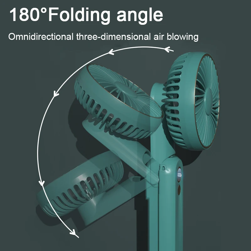 Rechargeable USB Mini Fan Foldable Desk Handheld Fan Portable Mini Fan with Power Bank LED Digital Screen