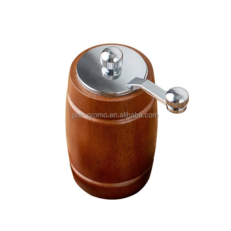 Wholesale Stocked Kitchenware 2pcs Zinc Alloy & Wooden Barrel Hand-Operated Pepper Mill