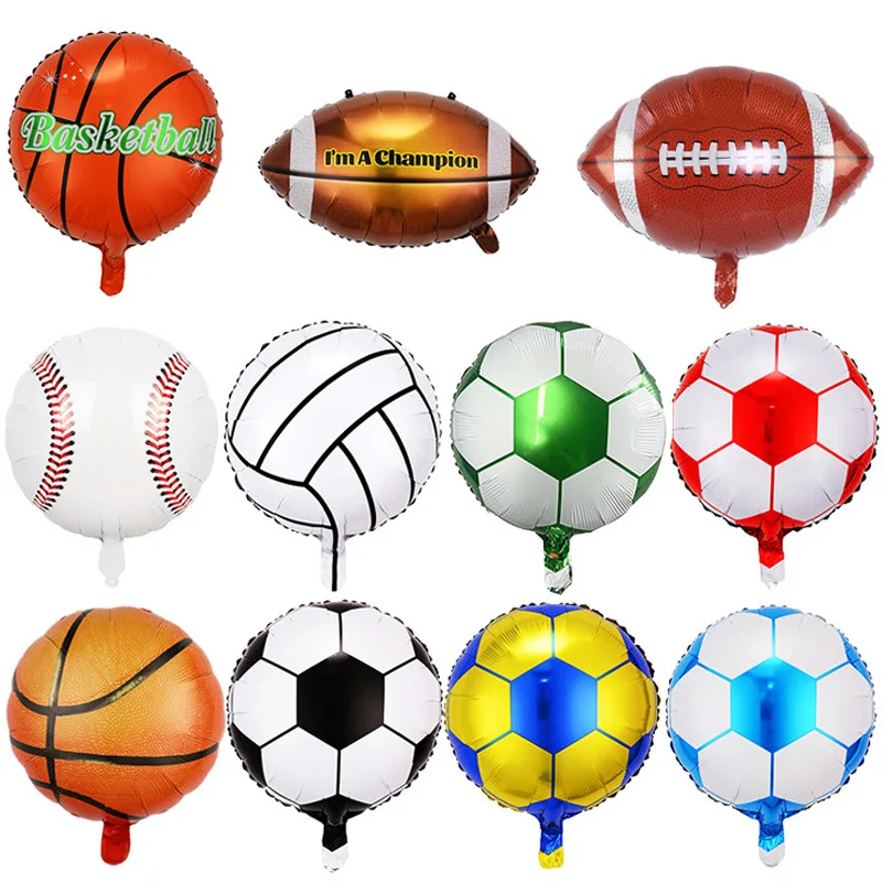 Inflatable 18inch round soccer ball shape balloon kids sport toy foil football balloon volleyball basketball balloon