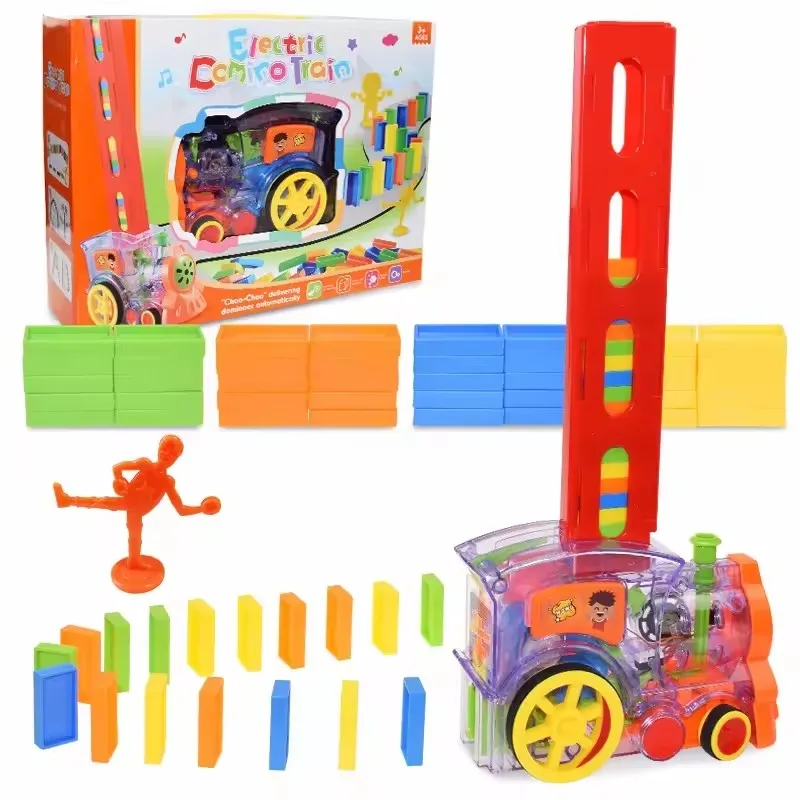 Electric Domino Train Automatic Laying Domino Brick 120 Colorful Dominoes Blocks Game Educational DIY Toy