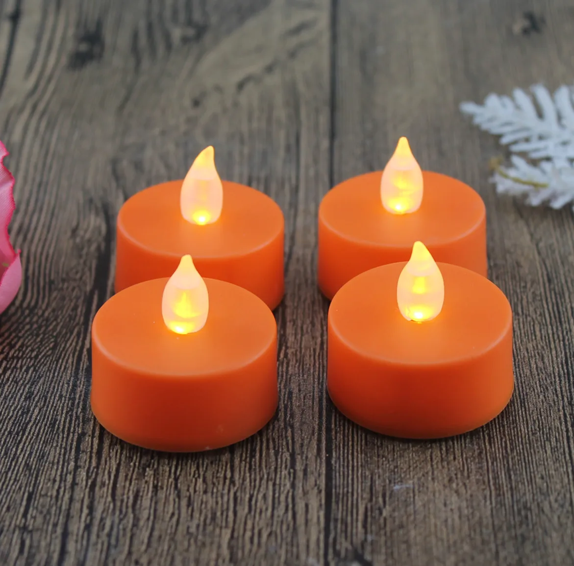 Orange pillar led tea light warm yellow light and colorful light for you to choose
