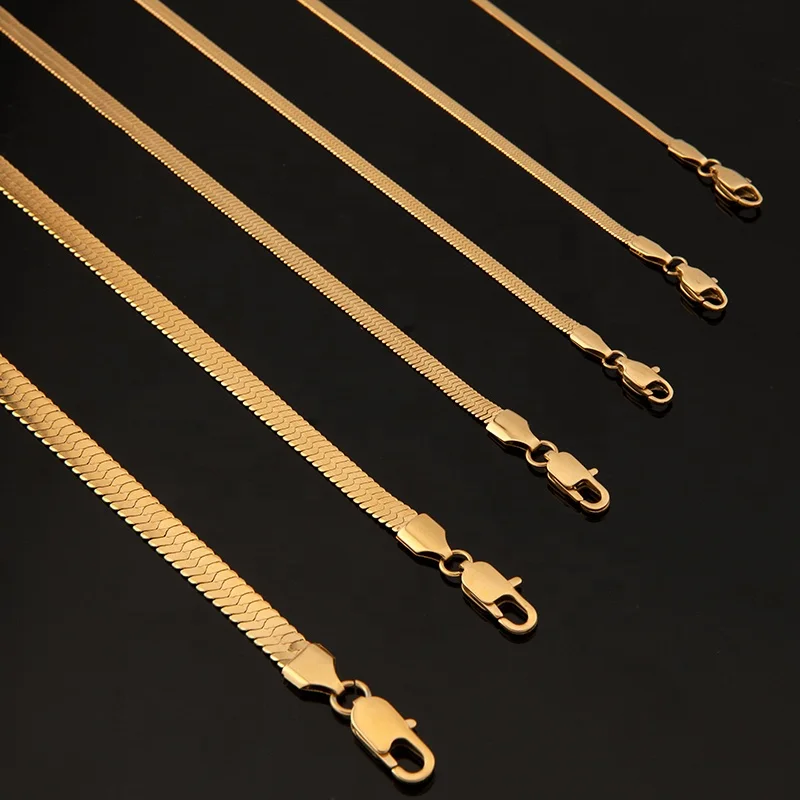 Fashion Trendy Gold Plated Stainless Steel Flat Herringbone Snake Sexy Belt Belly Waist Body Chain