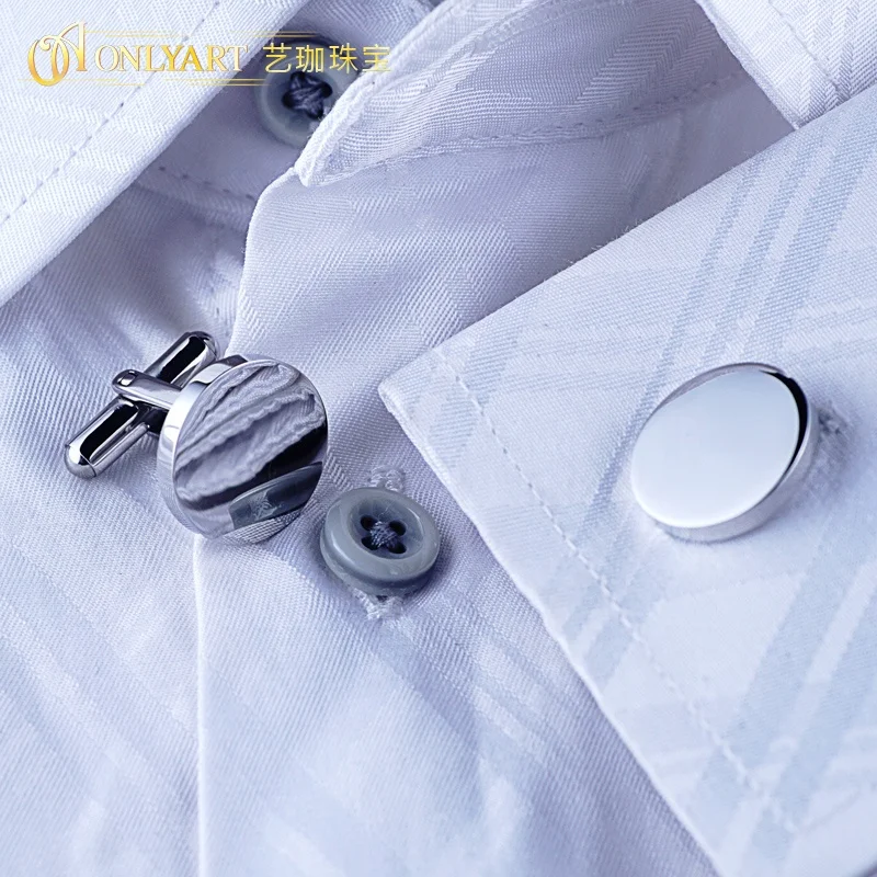 Design  your own cufflinks Round men engraved custom Logo French Cuff Shirt stainless steel cufflink jewelry engraving