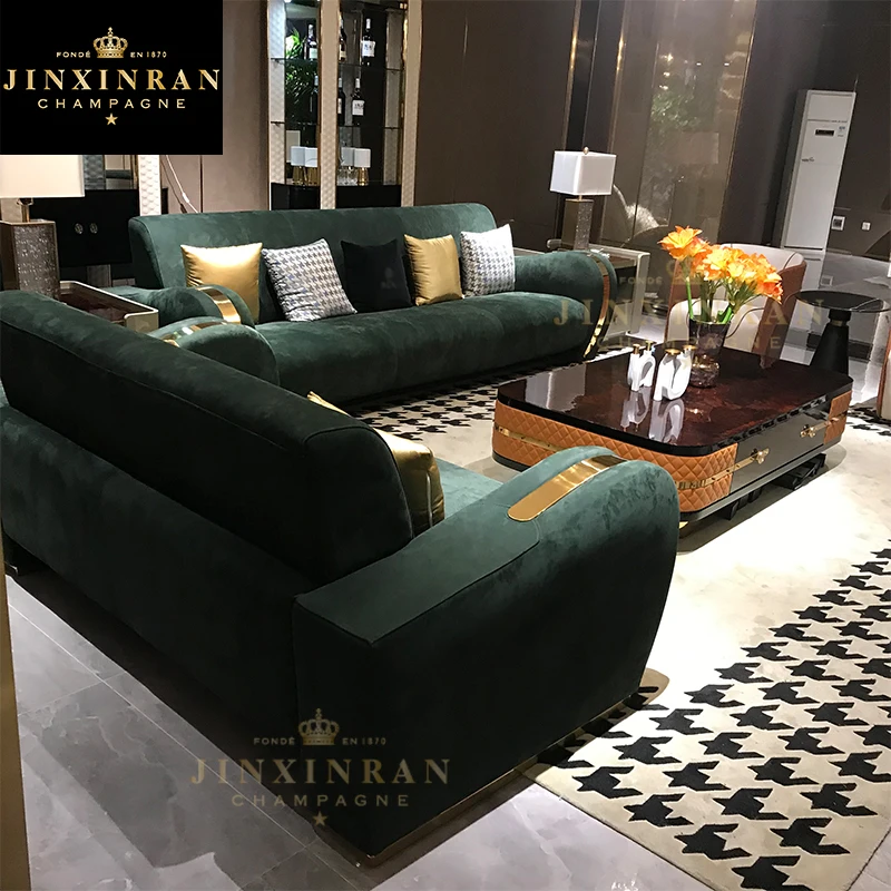 Nordic Style fabric Couch Design loveseat Sofa for home furniture Modern Design Fabric green 4 people sofa