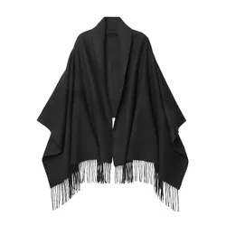 HEFT BOOOGE Wholesale Warm Winter Tassels Design Plain 100% Wool Poncho