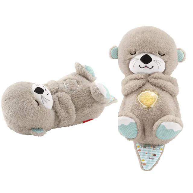 Stock breathing teddy bear super soft multi colors plush otter toy 30cm breathing otter sleeping otter