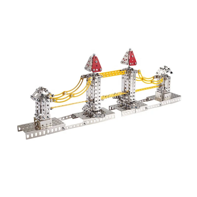 3D Metal puzzle Solutions Stainless Steel Bridge Building Blocks Model 862Pcs With Gift Box