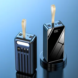 2023 Ali baba Trending Products Wholesale Customized logo 100000mAh 80000mAh PowerBanks with 4USB and LED light for phone