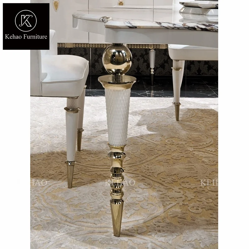High quality luxury marble top irregular square dining table royal square dining table sets 6 chair seater kitchen dining table
