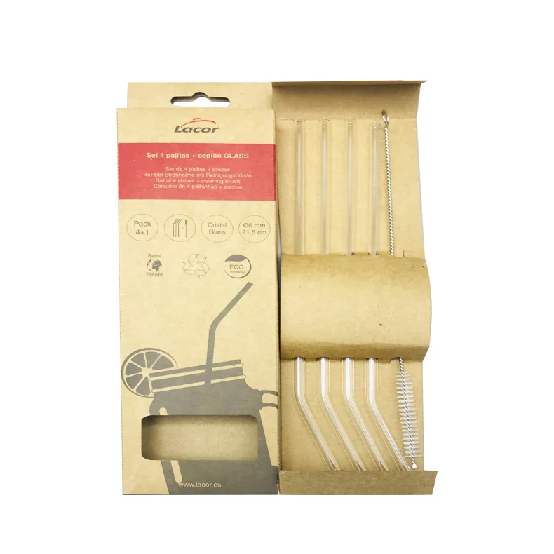 2020 Amazon Best Seller Box Packaging Glass Straws With Logo