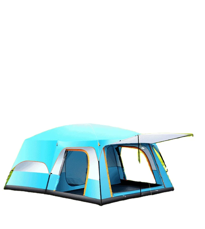 Luxury Outdoor Camping Canopy Tent Two Rooms Large Space 8-12 People Sun Rain Protection Thickened Cow JIn Cloth Skylight
