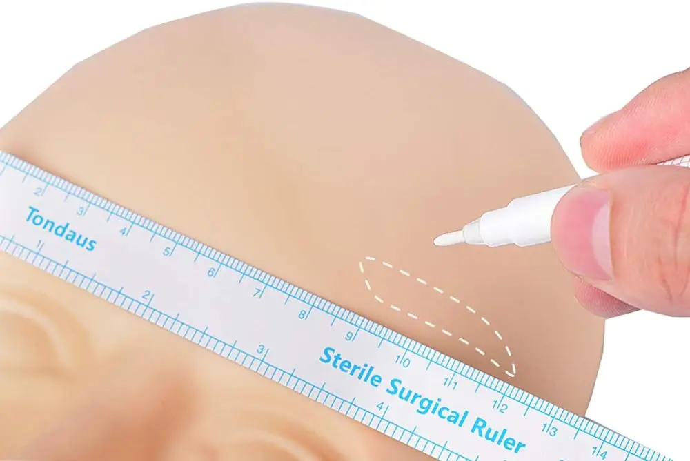 Microblading Marker Pen with Paper Ruler Skin Marker Eyebrow Permanent Makeup Position Mark Tools Markers Pen for Eyebrow Skin