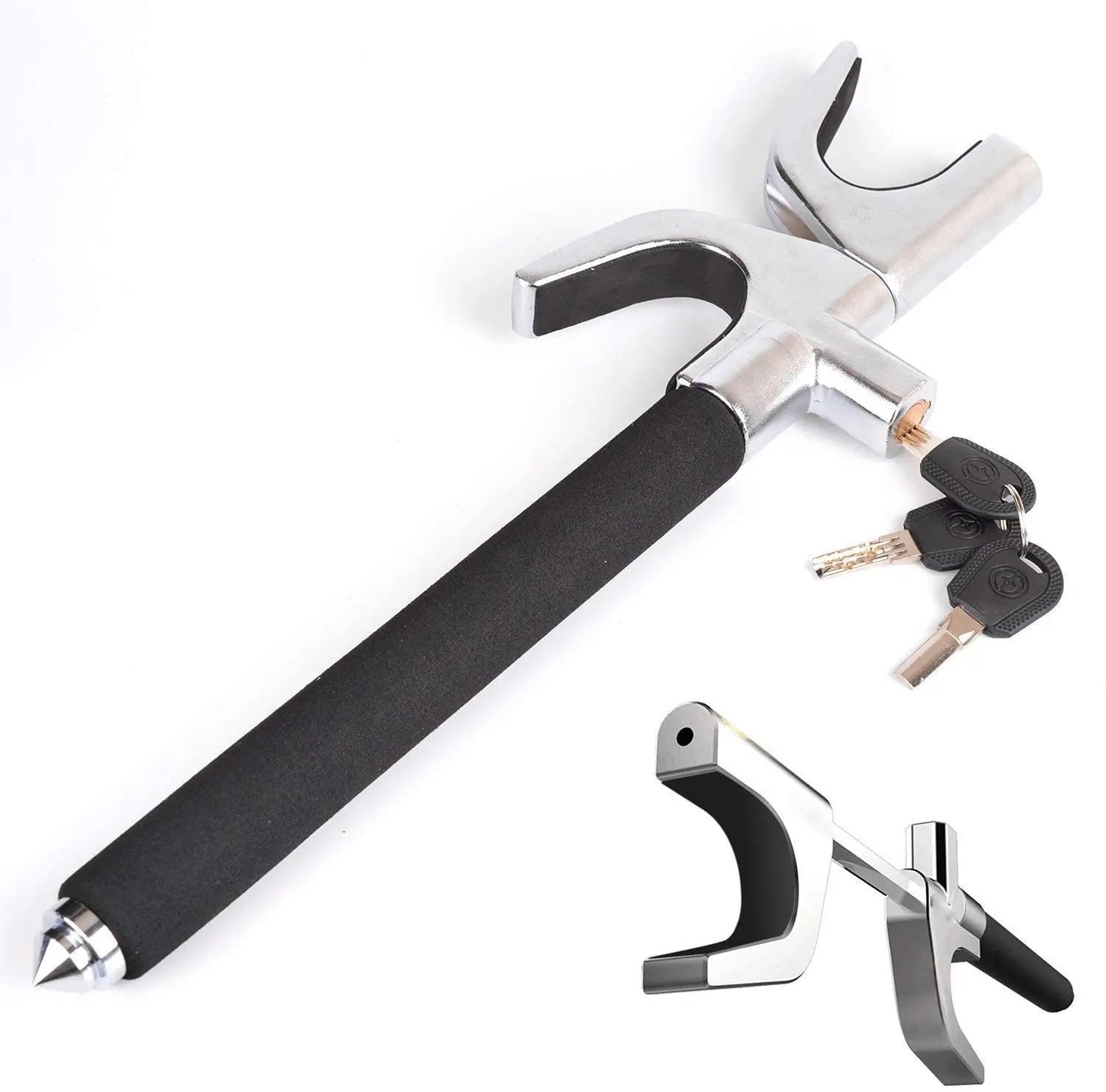 zhenzhi Theft Car Lock Steering Wheel Lock Universal Vehicle Lock with with Emergency Hammer Window Breaker