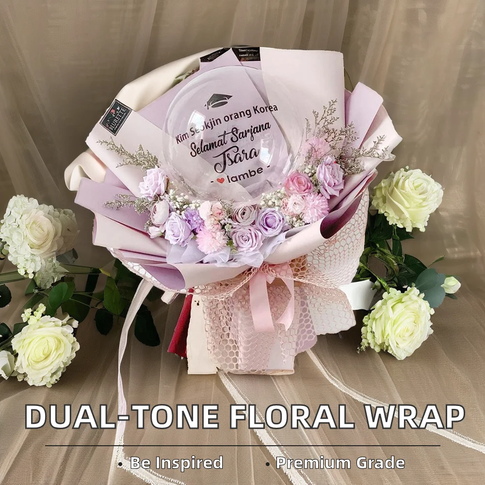 Two-Color A4 Size Coated Wrapping Paper Custom Floral Bouquet Tissue for Gift Packaging for Flowers Wrapping