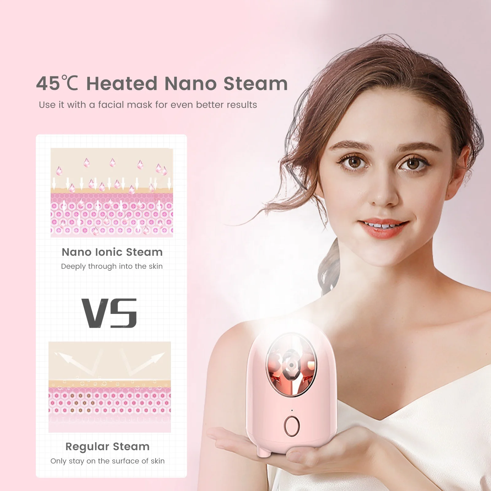 Wholesale private label electric portable mini nano ionic face sauna spa vaporizer facial steamer
