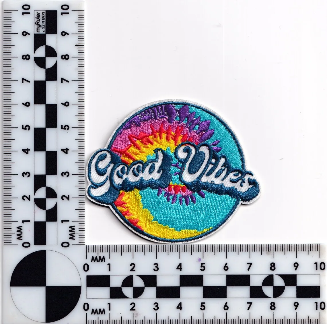 Colourful Psychedelic 60s Style Good Vibes Patch Applique Embroidered Iron-on Hippy Patch