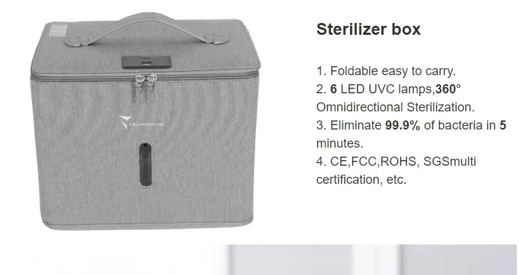 Big size foldable UVC Disinfection Sterilizer Box UV sanitizer Bag disinfection
