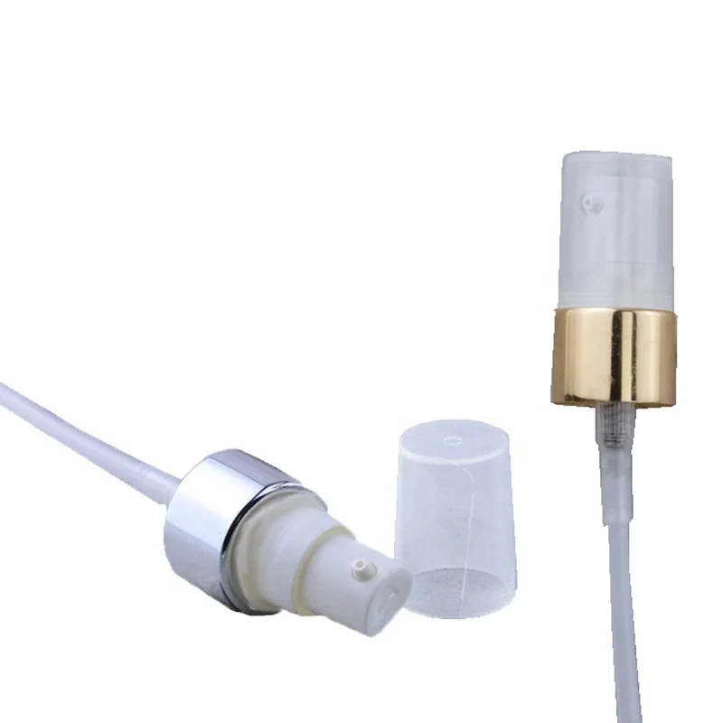 New Design Small Mouth 18mm 20mm 24mm Empty Round Gold Aluminum Plastic Serum Pump Cream Dispenser for cosmetic bottle NK-29-16A