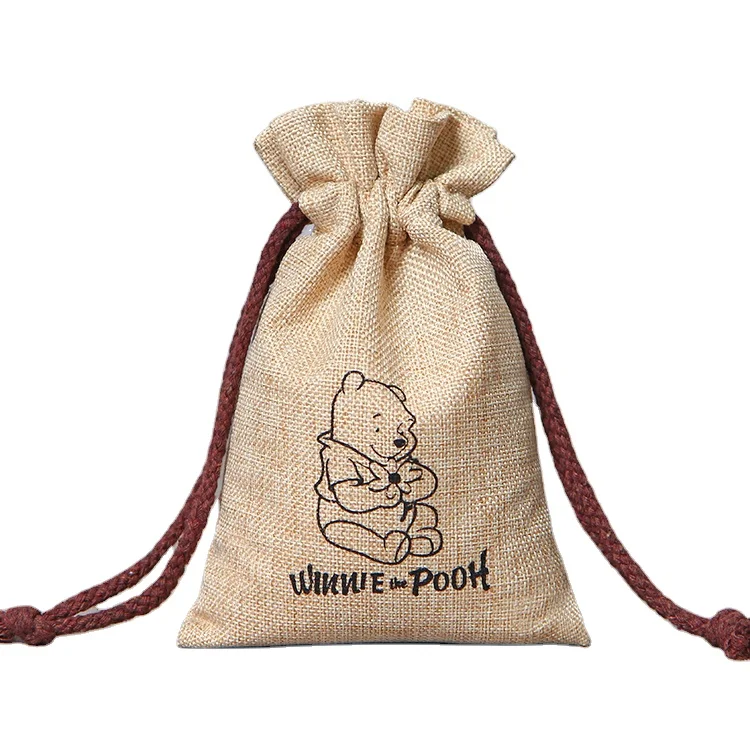 Eco friendly recycled custom drawstring burlap gift jute bag with logo