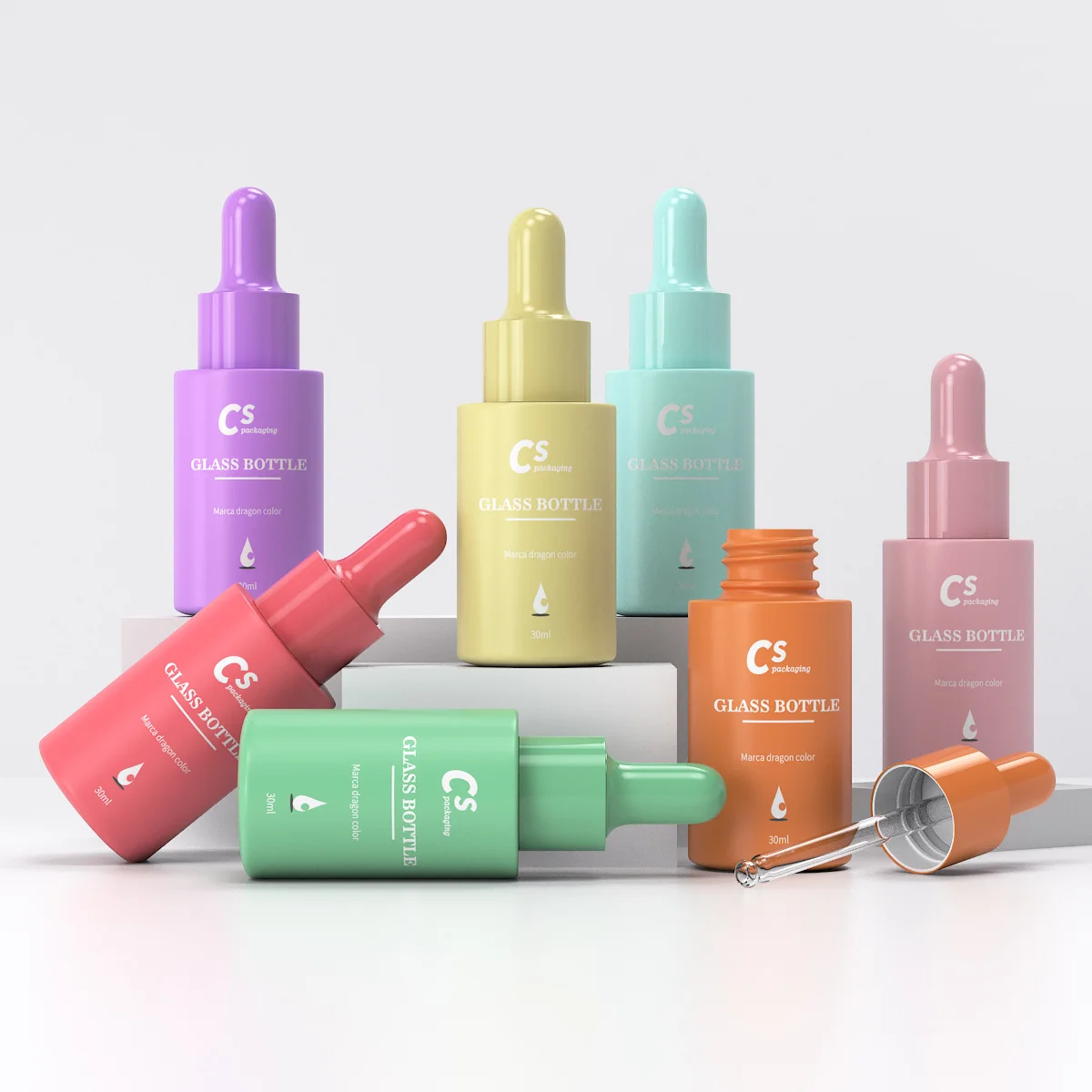 10ml 20ml 30ml 50ml Flat Shoulder Frosted Cosmetic Packaging Bottle Serum Glass Pipette Dropper Bottles Essential Oil Bottle