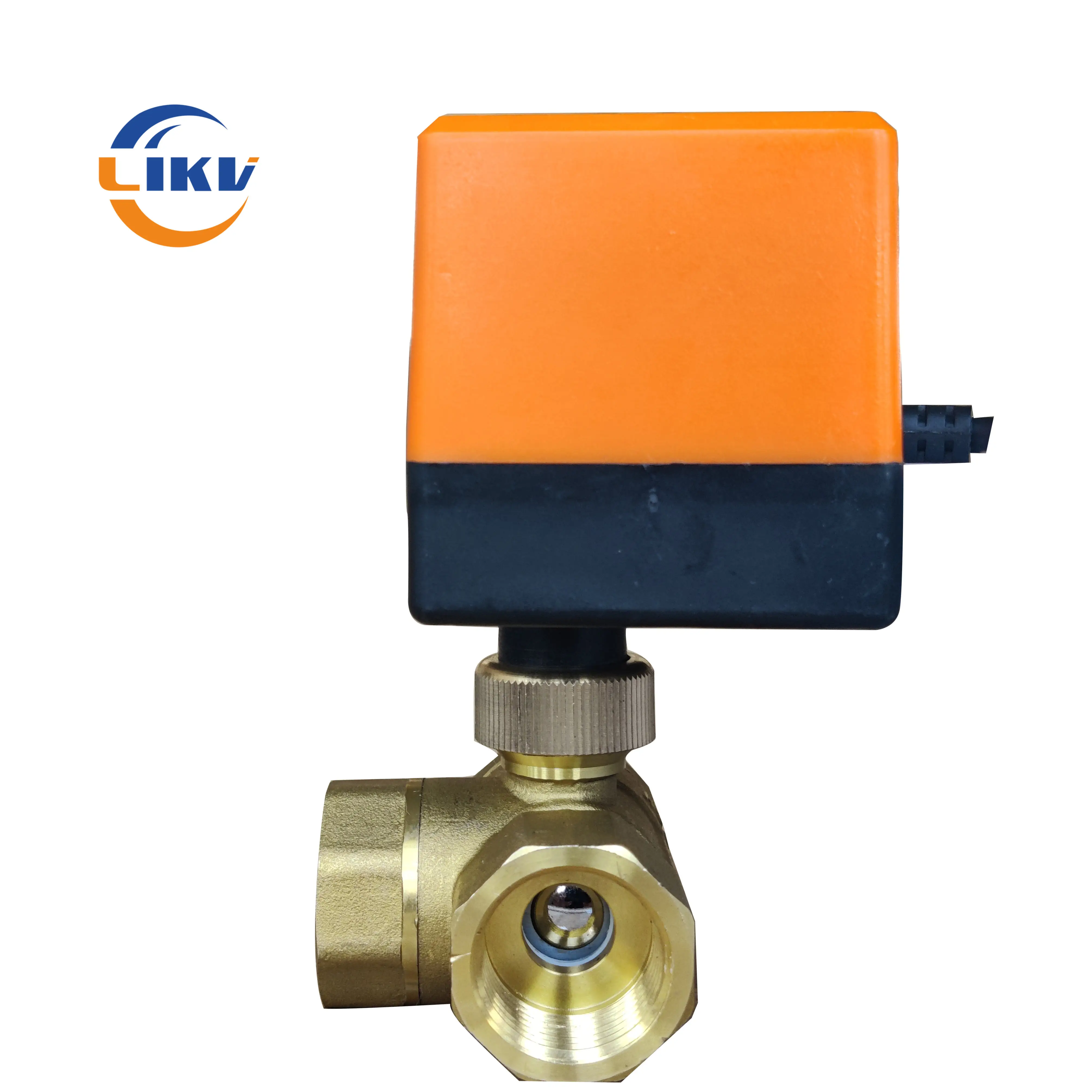 BSPT Connection 220v Motorized Electric Three Way Brass Ball Valve with PTFE Seat