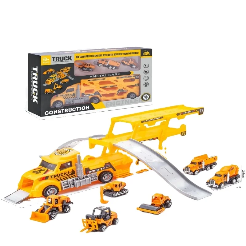 Складной Многофункциональный Игрушечный Грузовик игрушечный автомобиль двигатель трейлер модель литая под давлением металлическая оконная коробка унисекс игровой АБС 1:64