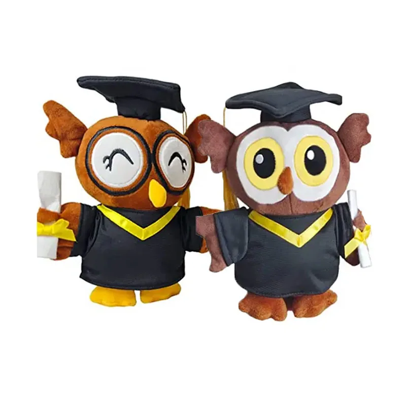 Graduation Plush Stuffed Animal Owl with Graduation hat  Diploma Gift in Graduation Dress