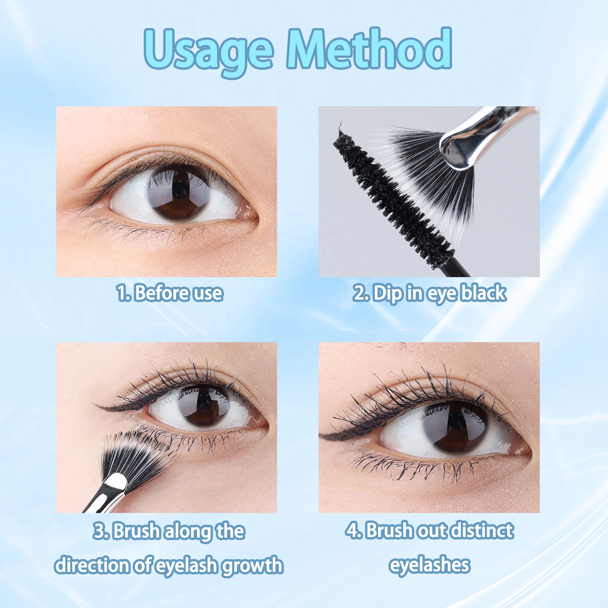 Eye Lashes Definer Makeup Tools for Natural Lashes Salon Home Fan Mascara Brush Eyelash Eyebrow Mascara Fan Lash Brush
