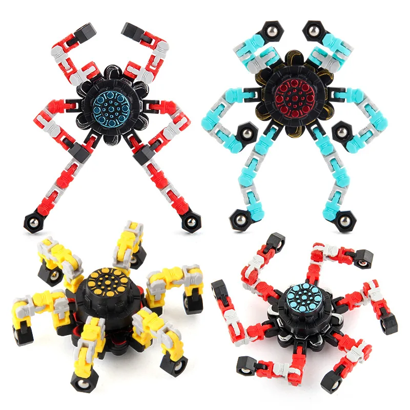 Transformed Fingertip Spinner Colorful Hand Toy Fidget Spinners Chain Toys Stress Relief Sensory Fingertip Toy Robot