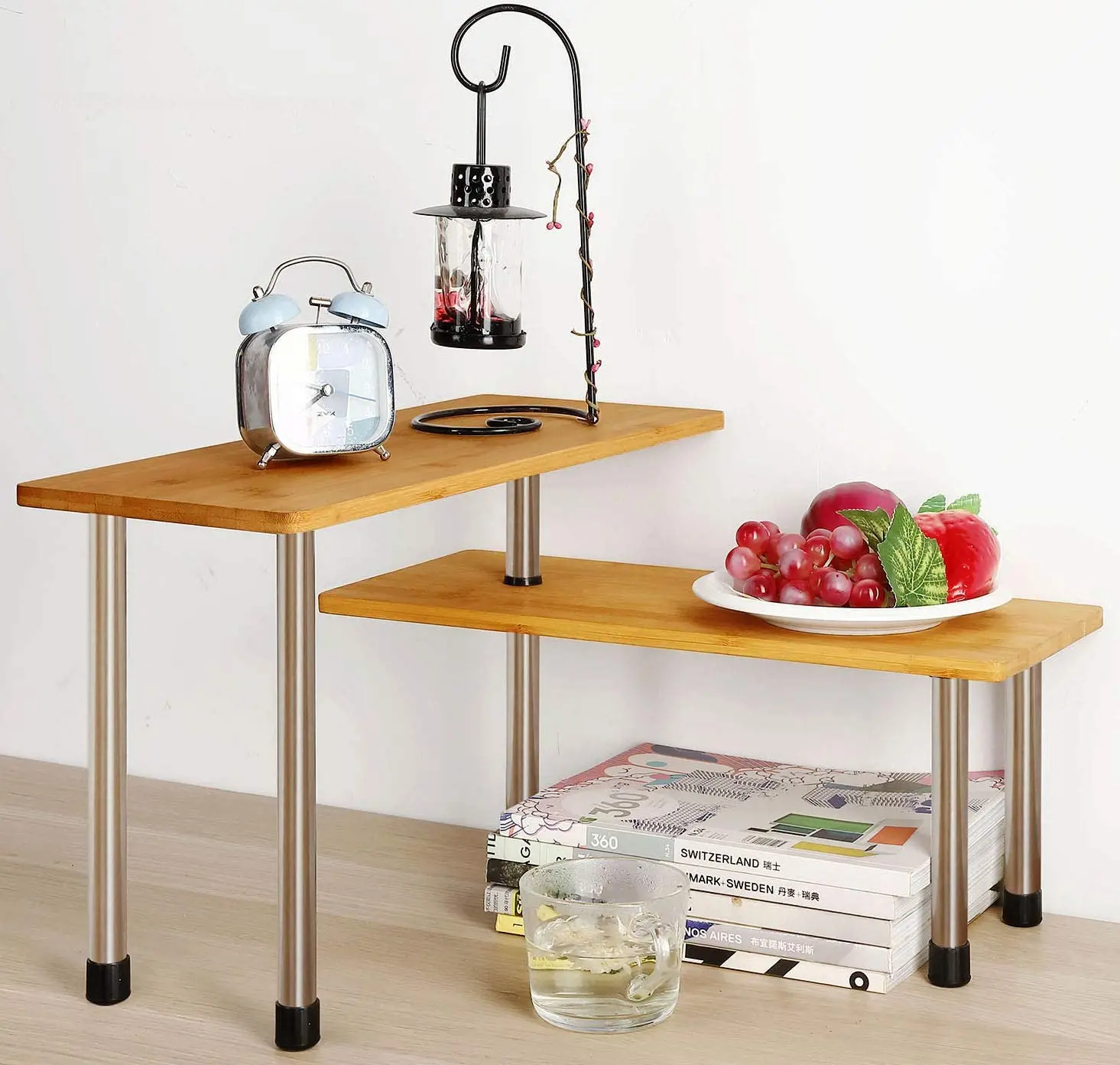 
Wholesale Home Kitchen Spice Rack Adjustable Bamboo Shelf Corner 