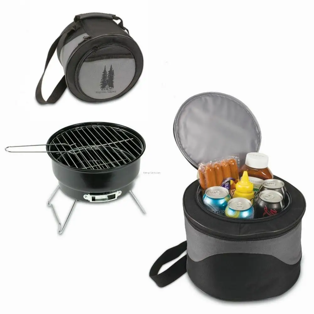 Mini Portable Charcoal Barbeque Grill with Cooler Bag camping Simple Round bbq grilling basket bbq grills outdoor bbq kitchen