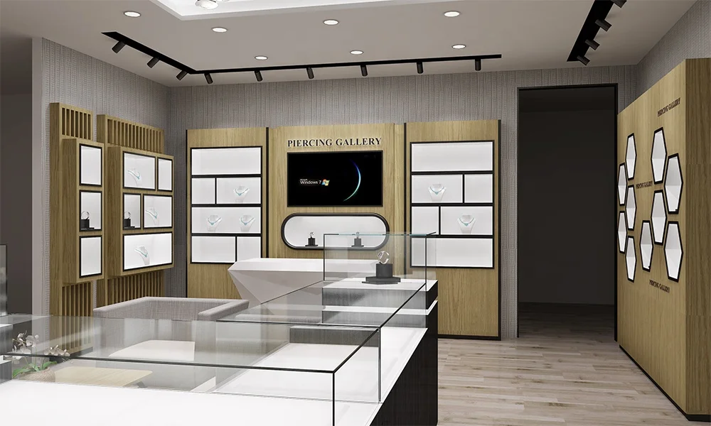 Hot Sale Jewelry Showcase Custom Design Jewelry Furniture Jewellery Display Cabinet 3d Design For Jewelry Store