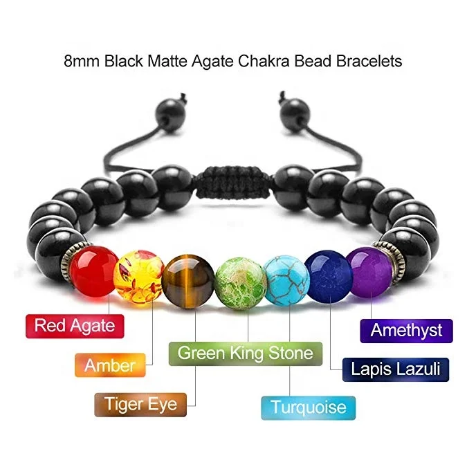 2021 Custom Adjustable Bracelet Pierre Naturelle Crystal Healing 7 Chakra Bracelet
