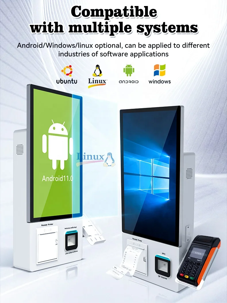 Uingwin Kiosk Self Service Payment Machine with Printer CE Certified All in One Payment Self Order Touch Kiosk Restaurant SDK