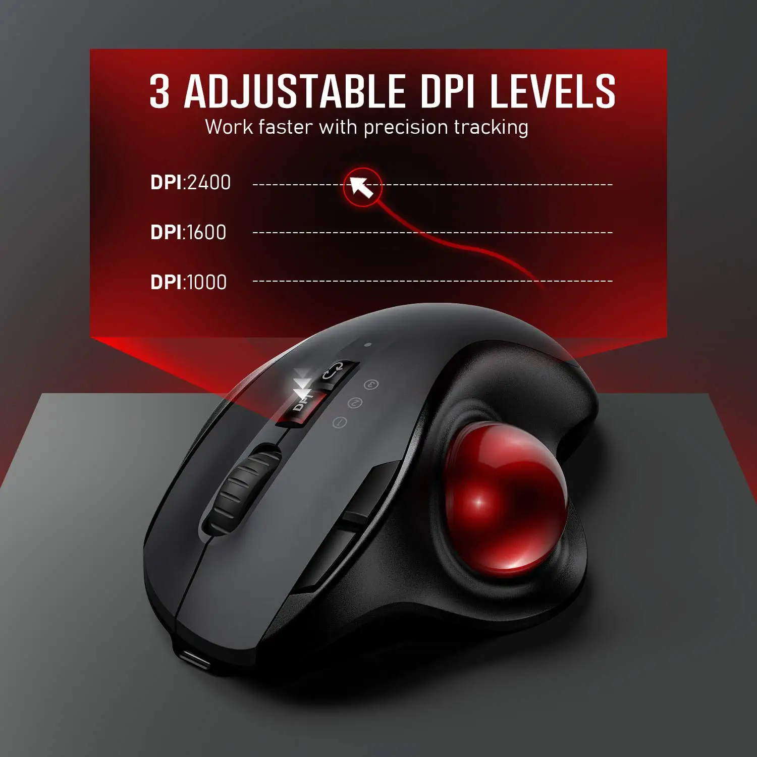 Hot Selling BT Wireless Computer Mouse  Rechargeable Dual Mode Optical Trackball Ergonomic Wireless Mouse