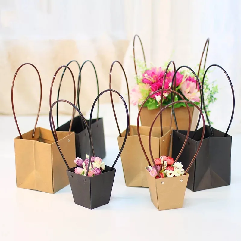 
Waterproof Packaging Portable Flower Box Packaging Basket Wedding Gifts Folding Paper Flower Box 