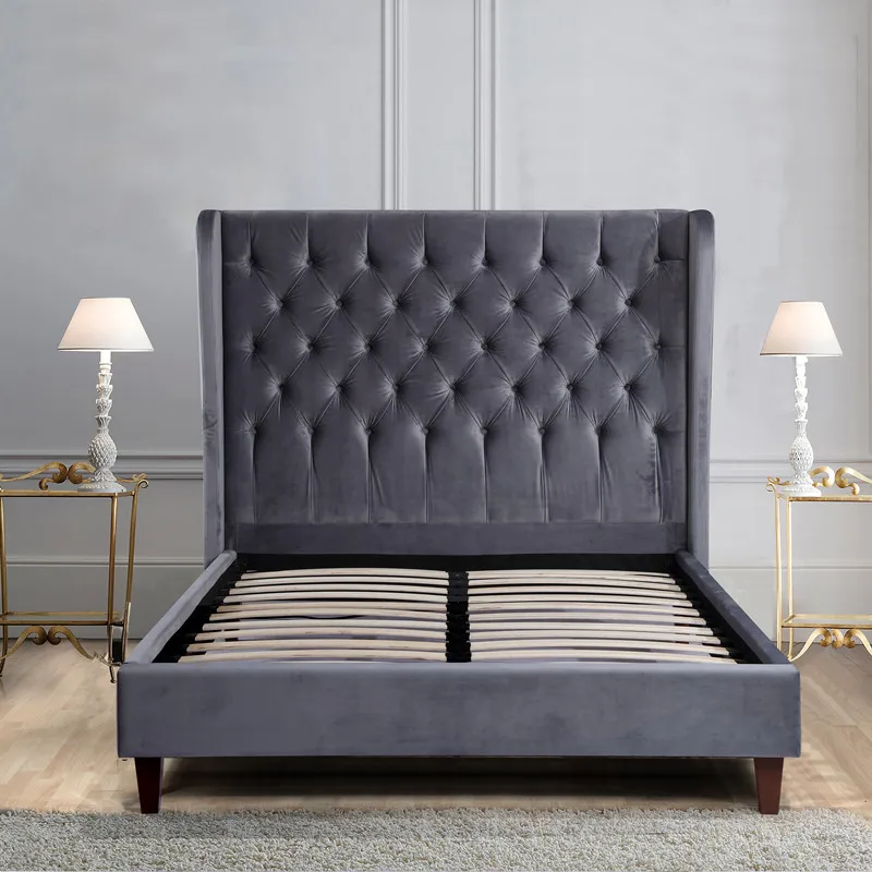 Italian design bedroom furniture upholstered King Size Storage Bed Frame