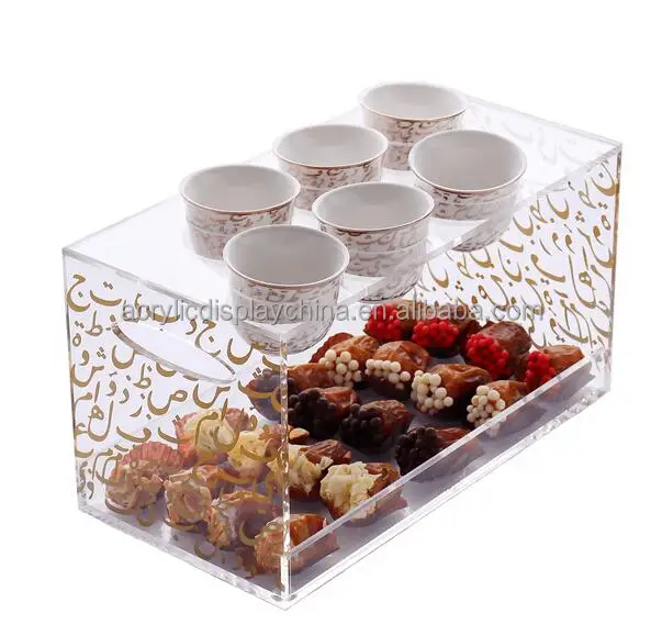 Arabic style customized coffee cup tray/chocolate bracket high quality 6 acrylic coffee cup tray/chocolate bracket