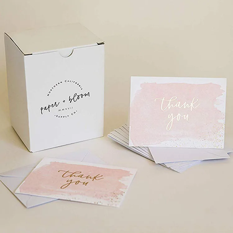 Fancy 48 blank gold foil watercolor thank you cards blank for wedding baby & bridal shower