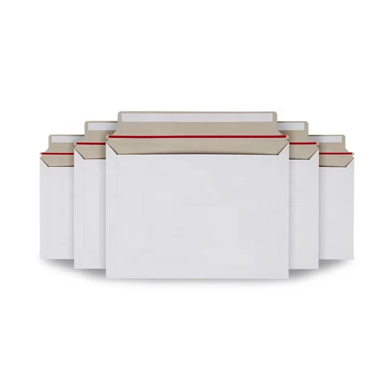 Custom Print Sturdy Customized document paper bag White Shipping Paper Envelopes Rigid Flat Mailers