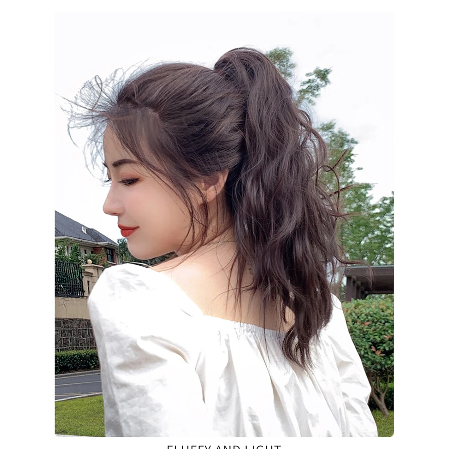 Wavy Ponytail Extension Claw Clip,Corn Wave Pony Tail Synthetic Brown Mixed Blonde Hair, Long Curly Jaw Ponytail Hair Extensions