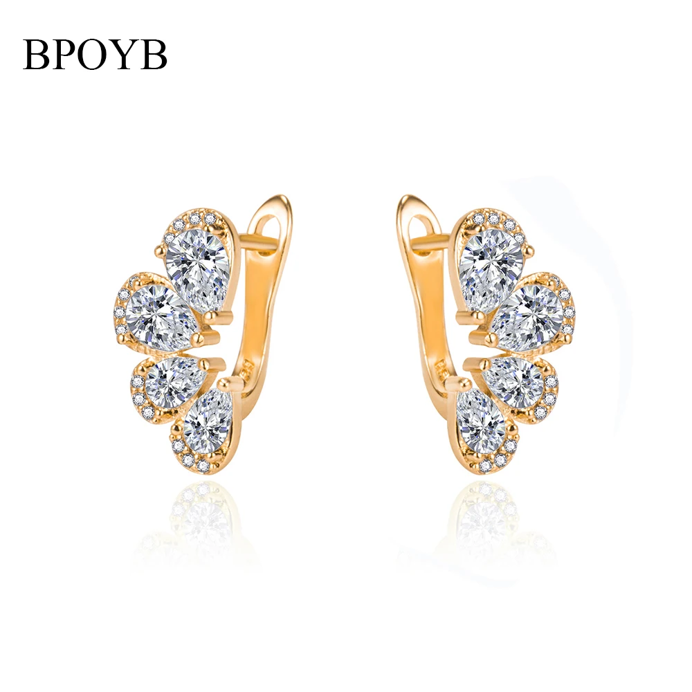 BPOYB Pink Gold Womens Earrings Beaded  Diamond  Cheap Wholesale Crystal Indian Halloween Luxury Mon Ladies Ki Huggie Earrings