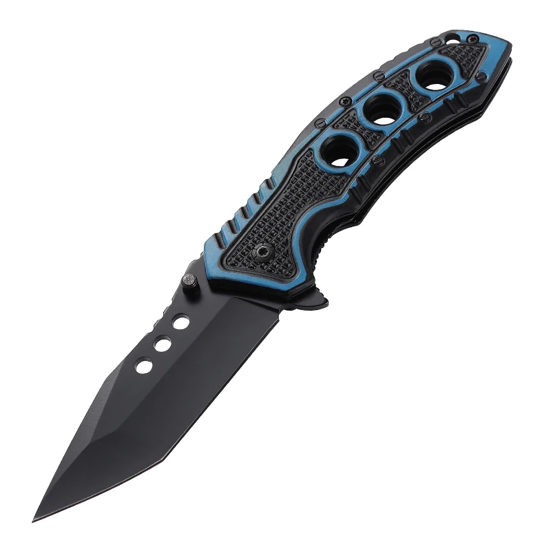 Plastic Handle Wild Hiking Hunting Bushcraft Pocket Folding Survival Knife with Glass Breaker